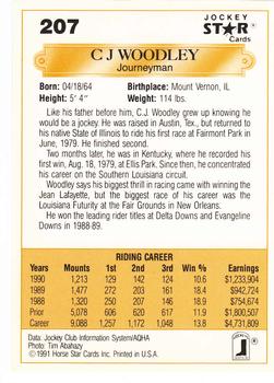 1991 Jockey Star Jockeys #207 C J Woodley Back
